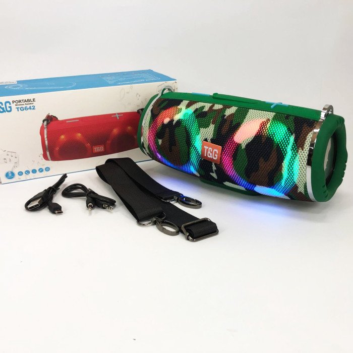 Портативна колонка TG642 з RGB підсвічуванням та ремінцем, колонка для вечірки. Колір: камуфляж