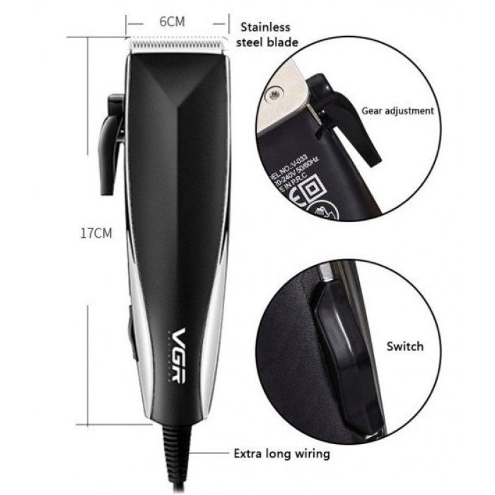 Професійна машинка для стрижки волосся VGR V-033 з функцією тримера та 4 насадками