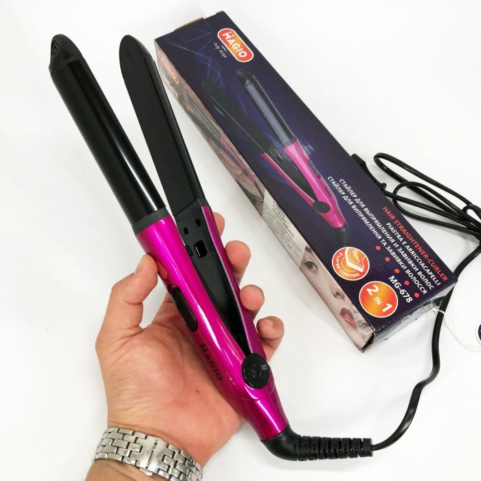 Щипці плойка-випрямляч MAGIO MG-678, Випрямляч для волосся 2в1, Гофре плойка прасок для волосся