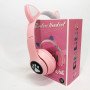 Бездротові навушники з котячими вушками та RGB підсвічуванням Cat VZV 23M. Колір: рожевий