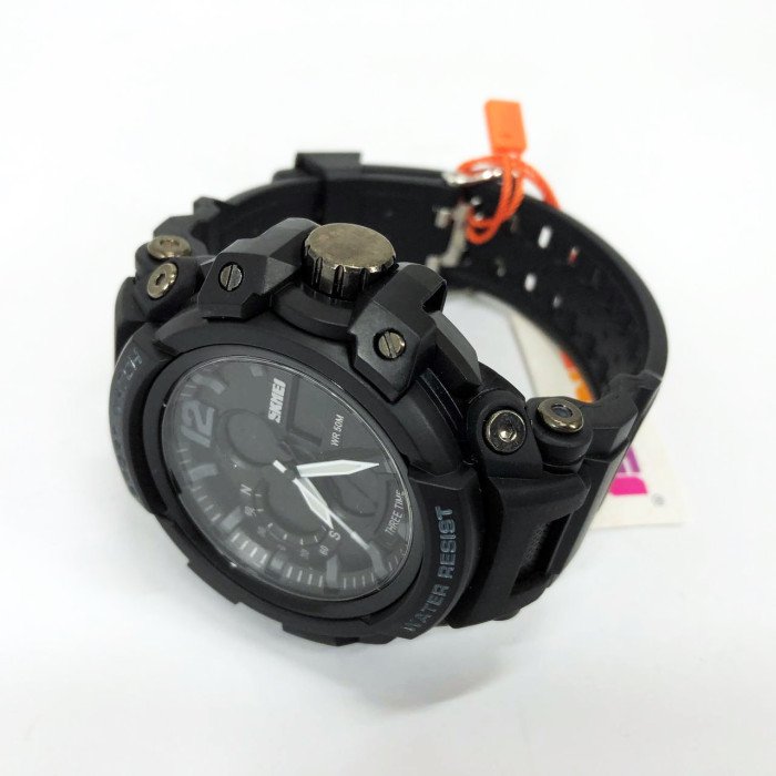 Годинник наручний чоловічий SKMEI 1343BK BLACK, годинник тактичний протиударний. Колір: чорний