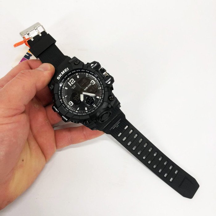 Годинник наручний чоловічий SKMEI 1155BBK, армійський годинник протиударний. Колір: чорний