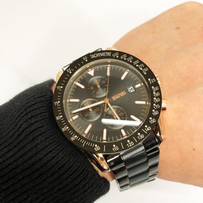 Годинник наручний чоловічий SKMEI 9253RGBK, чоловічий круглий наручний годинник, чоловічий годинник стильний годинник на руку