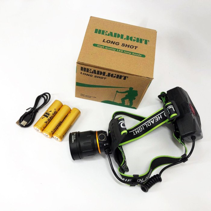 Налобний ліхтарик Bailong BL-A12-3-P90, 3+1 режим, алюміній, водостійкий, ударостійкий, акумулятор 3*18650