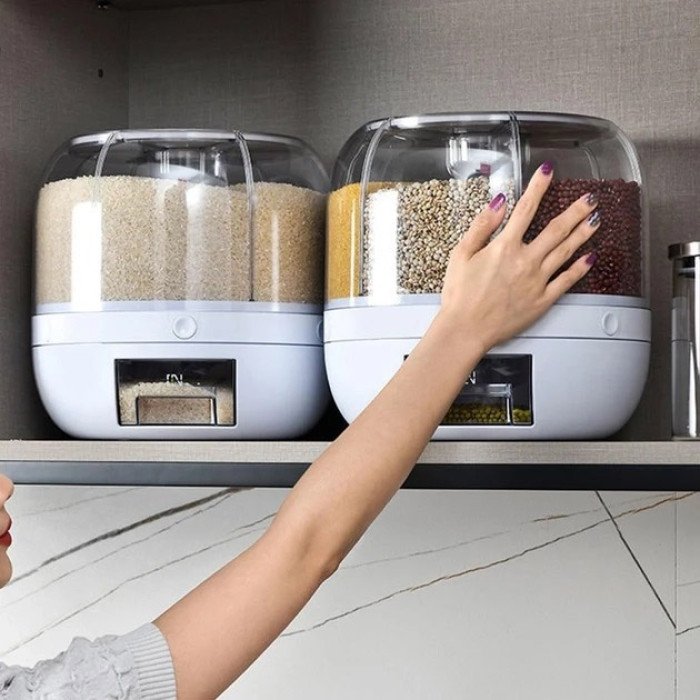 Поворотний диспенсер для круп органайзер-дозатор сипучих продуктів, Прозорі контейнери для спецій