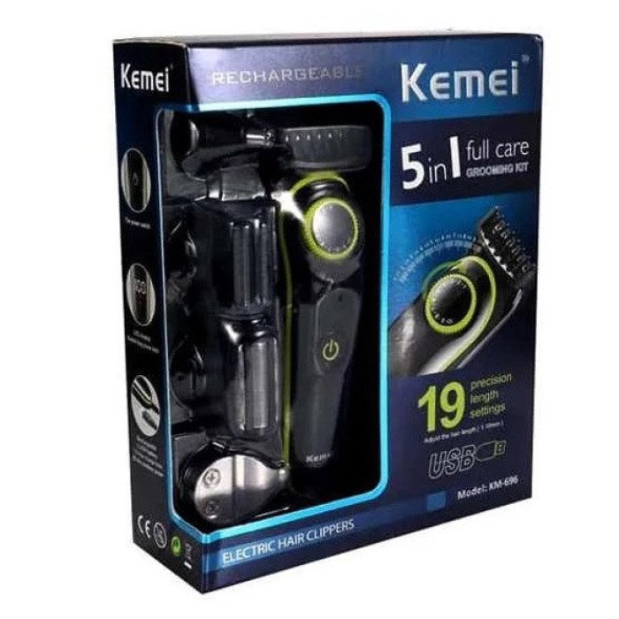 Багатофункціональна бритва Kemei KM-696: акумуляторний триммер з насадками для бороди та волосся