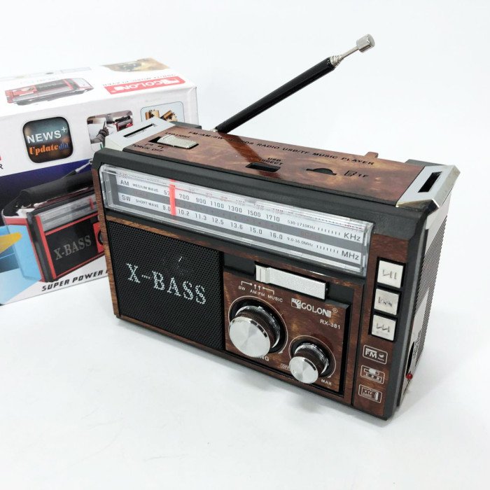 Радіоприймач портативне радіо Golon RX-381 акумуляторний ретро стовпчик usb sd mp3 fm. Колір: коричневий