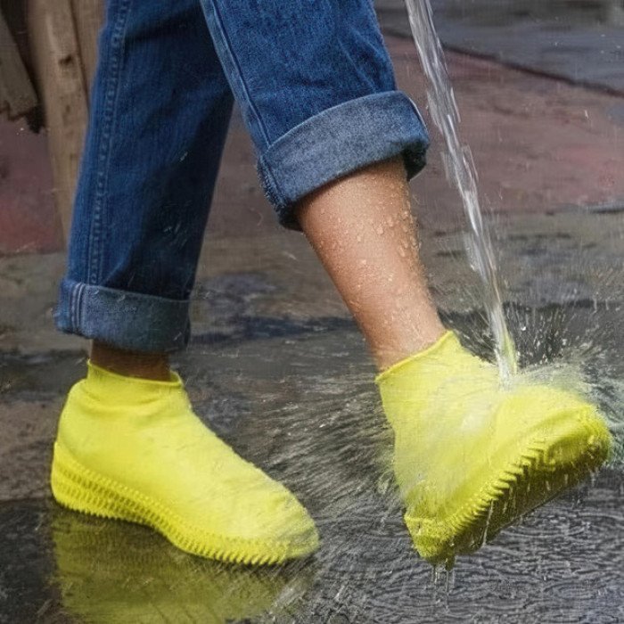 Багаторазові бахіли-чохли L (41-45 розмір) для взуття силіконові від води та бруду. Колір: жовтий