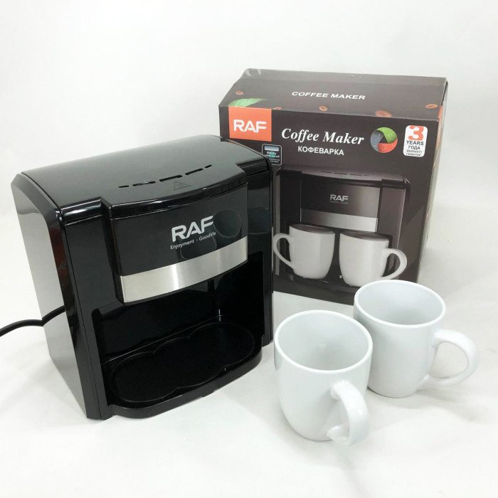 Кавоварка 2 чашки напівавтоматична RAF R.115 650 Вт, Кавова кавоварка електрична для кухні
