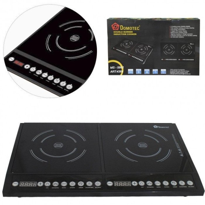 Плита індукційна настільна Domotec MS-5862 4000 Вт Електричні плити настільні двокомфоркові