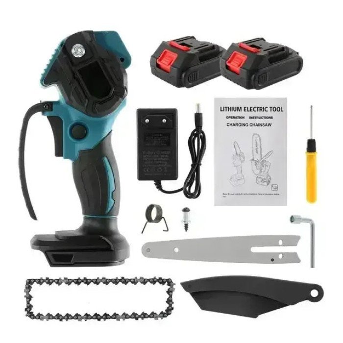 Акумуляторна ланцюгова міні пила KRAFFTEC 8 дюймів (20 см), з побутовою для дома, що перезаряджається батареєю.