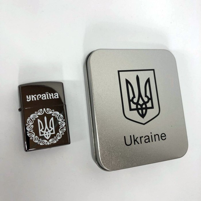Дугова електроімпульсна запальничка USB Україна металева коробка HL-447. Колір: чорний