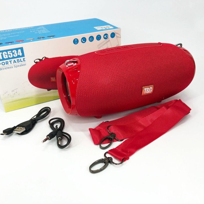 Портативна Bluetooth колонка TG534 SD IPX5 з ремінцем, бездротова колонка потужна. Колір: червоний