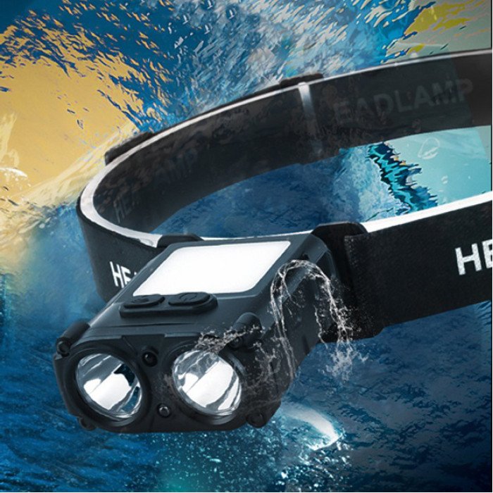 Ліхтар налобний SH-T808-2XPE-20SMD-white/red з датчиком руху, потужний налобний ліхтар для риболовлі