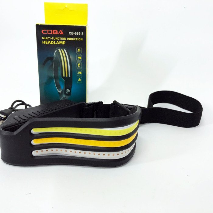 Ліхтар налобний стрічка BL-W689-LM+3COB, широкий кут огляду, надлегкий Акумуляторний ліхтарик на голову