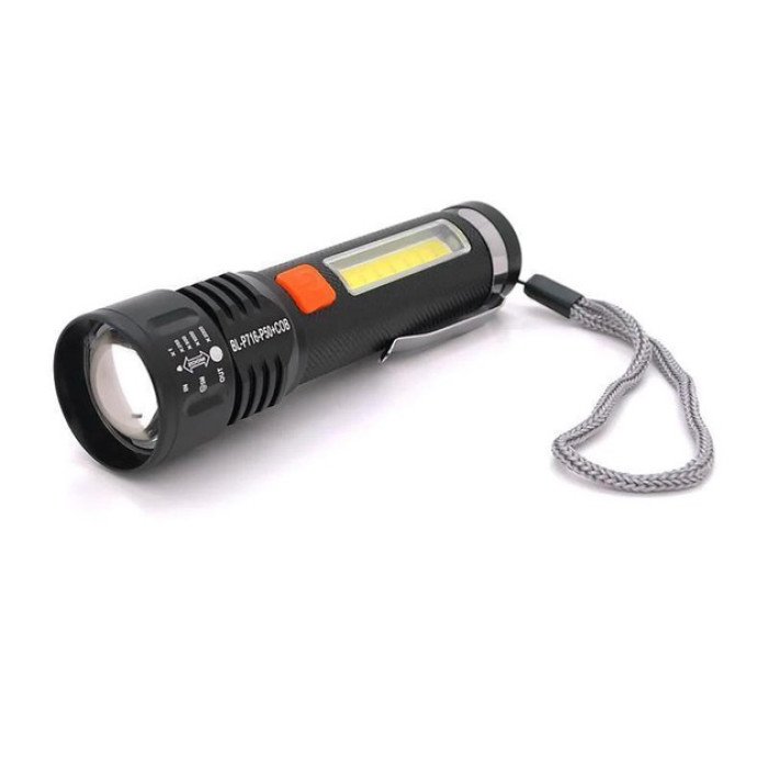 Ліхтар акумуляторний Bailong BL-P716-P50+COB white+red, Портативний світлодіодний ліхтар із зарядкою