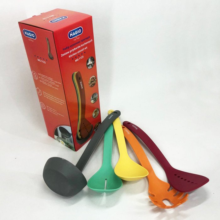 Набір кухонних речей Magio MG-1123 5 предметів, Силіконовий кухонний набір кухарів
