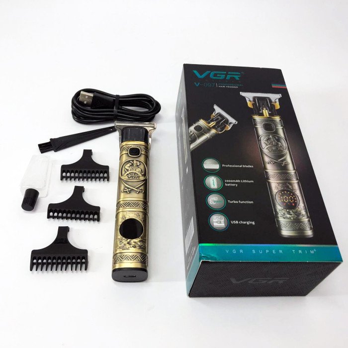 Машинка для стрижки волосся та бороди VGR V-097, Бритва триммер для професіоналів. Колір: срібний