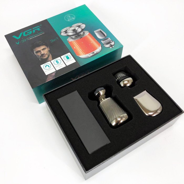 Електробритва VGR V-391, професійна електробритва, електробритва з насадками для бороди