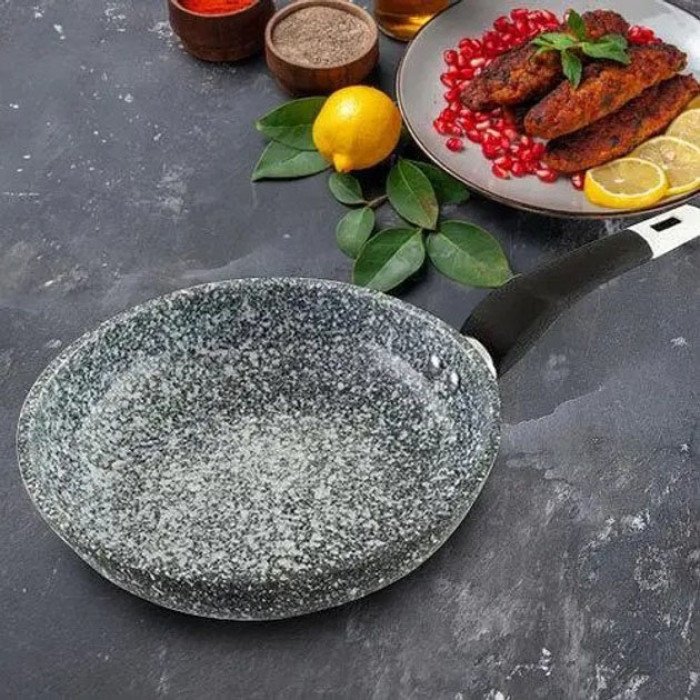 Сковорода UNIQUE UN-5114 22 см із кришкою граніт світлий багатошарове покриття