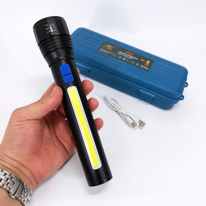Ліхтар ручний з оптичним зумом CB-C13-P50+COB, Потужний акумуляторний лед ліхтарик, лед ліхтар ручний