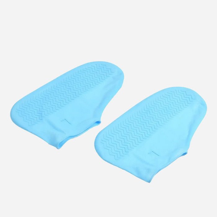 Багаторазові бахіли-чохли L (41-45 розмір) для взуття силіконові від води та бруду. Колір: блакитний