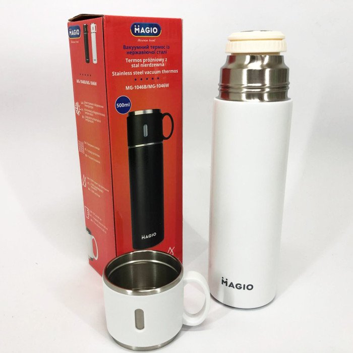 Термос MAGIO MG-1046W 0.5 л, Красивий невеликий термос, Термокухоль для дітей, Фляга для пікніка