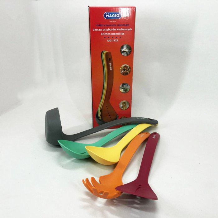 Набір кухонних речей Magio MG-1123 5 предметів, Силіконовий кухонний набір кухарів