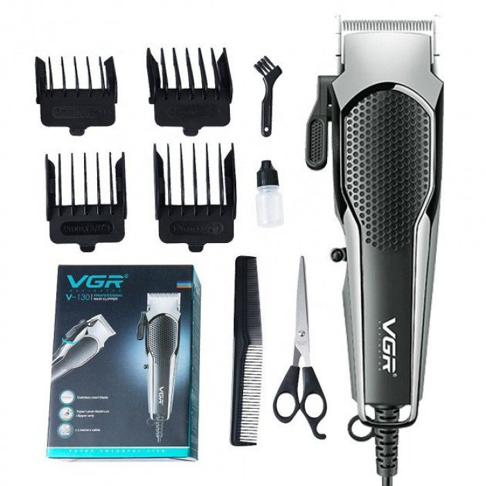 Машинка для стрижки VGR V-130 провідна професійна з насадками для окантовки триммер для волосся
