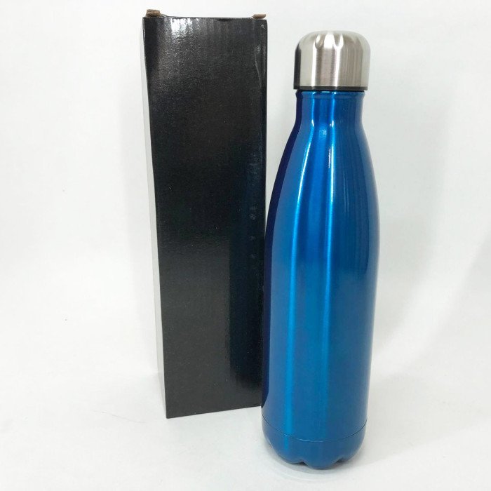 Туристичний термос пляшка UNIQUE UN-1022 500мл для холодних та гарячих напоїв зі сталі. Колір: синій