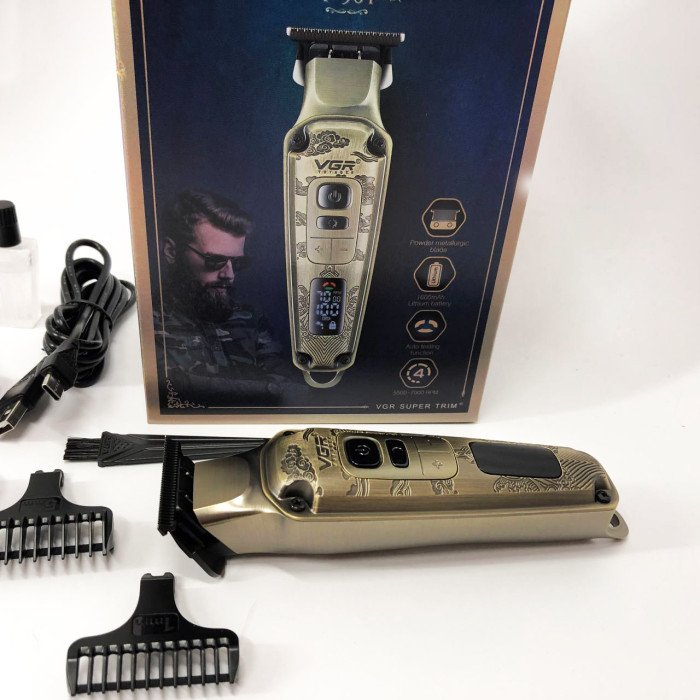 Професійна машинка для стрижки волосся триммер VGR V-901 з насадками, професійна електробритва