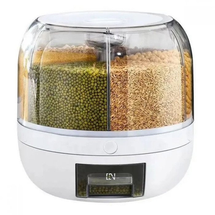 Поворотний диспенсер для круп органайзер-дозатор сипучих продуктів, Прозорі контейнери для спецій