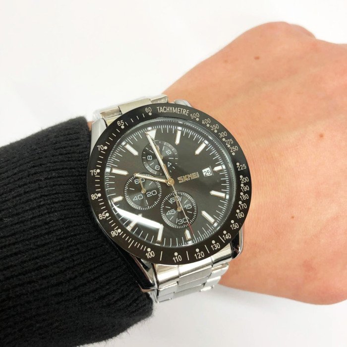 Годинник наручний чоловічий SKMEI 9253SIBK, годинник чоловічий класика, годинник підлітковий, крутий чоловічий годинник