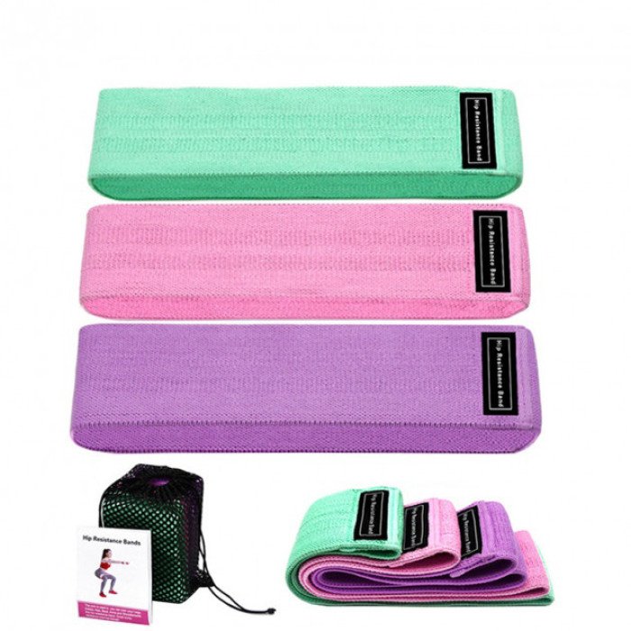 Гумки для фітнесу та спорту WOW LT-003 Набір тканинна стрічка еспандер 3 шт, Джгут еспандер для заняття