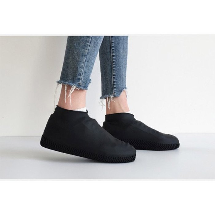 Багаторазові бахіли-чохли L (41-45 розмір) для взуття силіконові від води та бруду. Колір: чорний