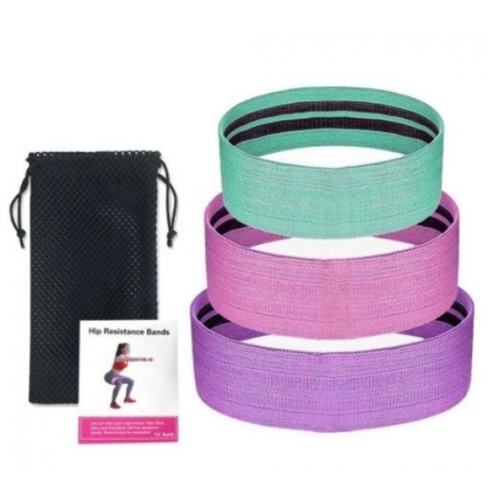 Гумки для фітнесу та спорту WOW LT-003 Набір тканинна стрічка еспандер 3 шт, Джгут еспандер для заняття