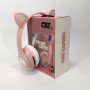 Навушники накладні бездротові ST37M зі котячими вушками, що світяться. Колір: рожевий
