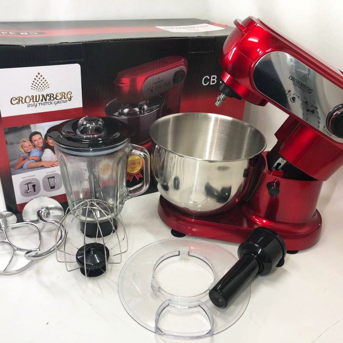 Кухонний комбайн 3 в 1 Crownberg CB-3404 Тістоміс-М'ясорубка-Блендер (2200 Вт)