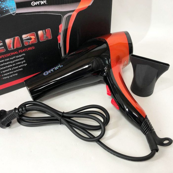 Фен GEMEI GM-1766 2.6 кВт АС, фен для голови, жіночий фен для волосся, фен сушка. Колір: помаранчевий