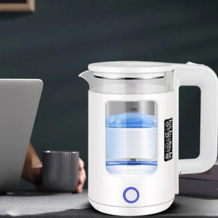 Електрочайник Rainberg RB-2220 скляний дисковий прозорий. Чайник із підсвічуванням 2200W. Колір: білий