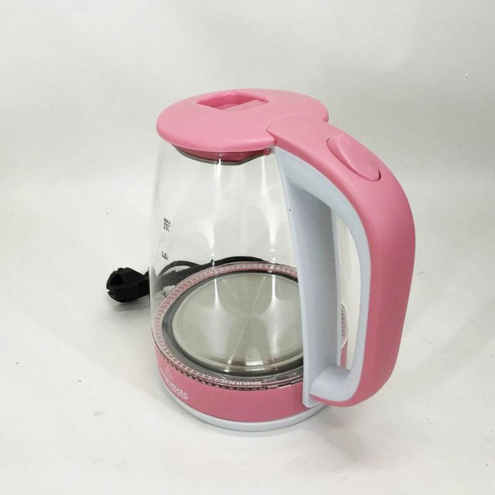 Електричний скляний чайник Crownberg CB-9410. Колір: рожевий