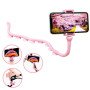 Гнучкий тримач для телефону з універсальними присосками Cute Worm Lazy Holder. Колір: рожевий