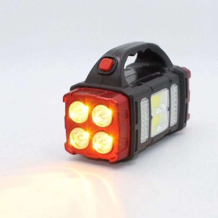 Переносний світлодіодний ліхтар-повербанк на сонячній батареї HB-2678 25W+2COB. Колір: червоний