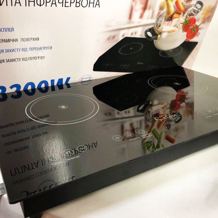 Електроплита велика індукційна на 2 конфорки Suntera ICD-2202 2200 Вт, Електроплита настільна від мережі