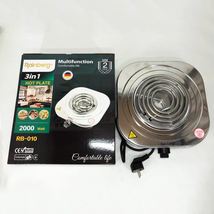 Електроплита Rainberg RB-010 спіральна, плита електрична настільна Рейнберг 1 конфорка (2000 Вт)