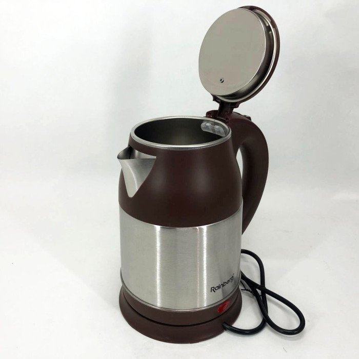 Електрочайник Rainberg RB-808 2 л нержавіюча сталь, тихий електрочайник гарний. Колір: коричневий