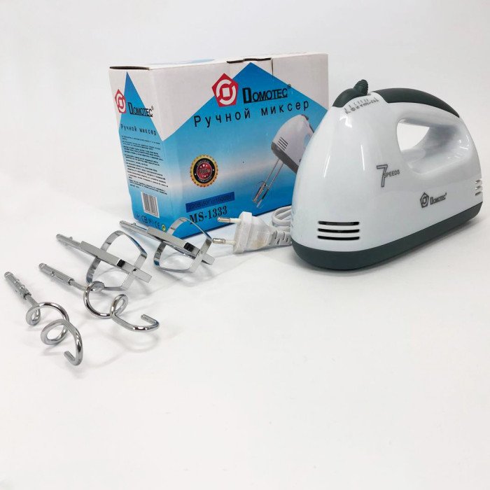Міксер Domotec MS-1333 ручний з насадками для збивання та для тесту, Двовіночковий міксер