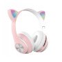 Навушники накладні бездротові ST37M зі котячими вушками, що світяться. Колір: рожевий