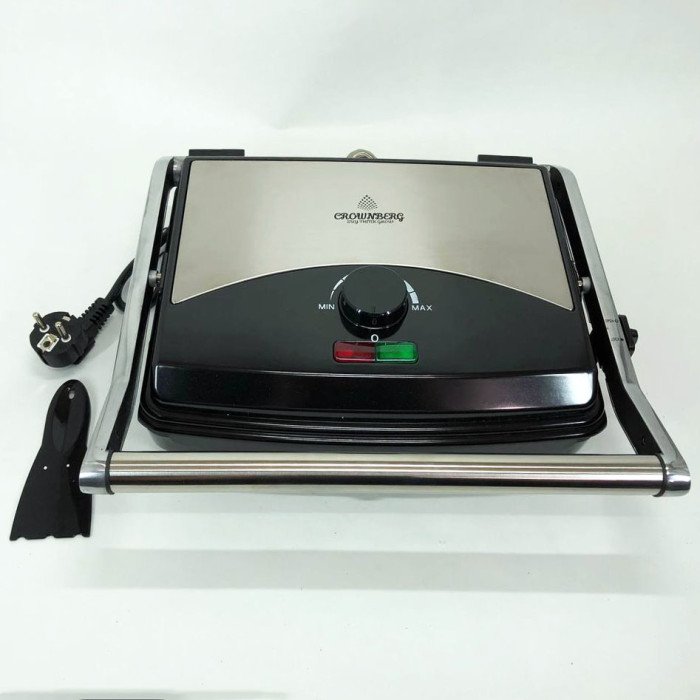 Гриль притискний Crownberg CB-1067, Електричний контактний гриль для дому з терморегулятором 2000Вт
