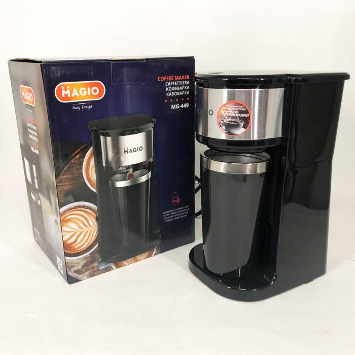 Кавоварка Magio MG-449 з термостаканом, Кавоварка для дому, Кавомашина домашня